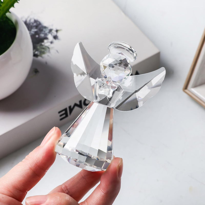 LONGWIN Crystal Angel Figurine Christmas Decorative Clear Glass Home Decor Ornaments Collecible Gift Idea - Image 3